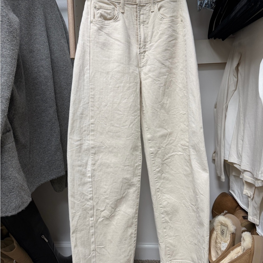 MOTHER Cream Barrel Jeans